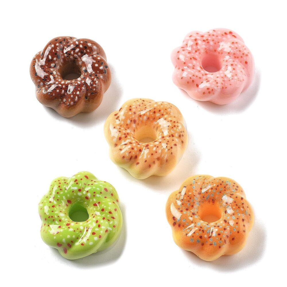 3875 100pcs Random Donut Themed Resin Cabochons Sweet Food Embellishments